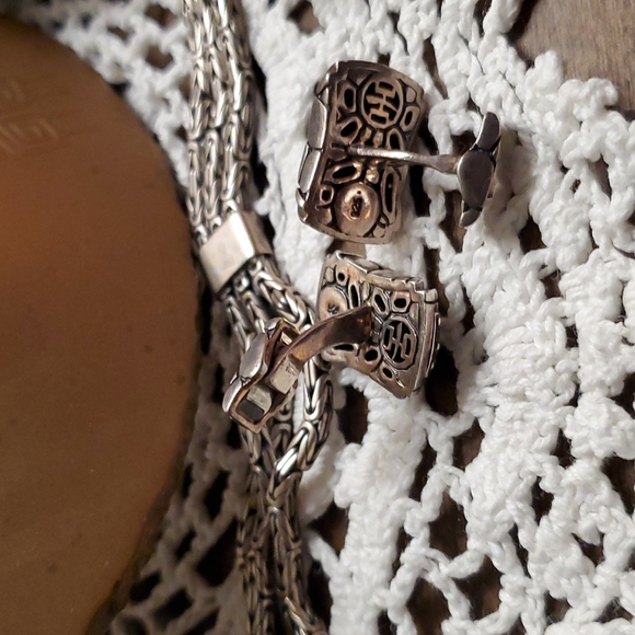 JOHN HARDY KALI 925 STERLING SILVER & BLACK SAPPHIRE CUFFLINKS - Picture 3 of 4